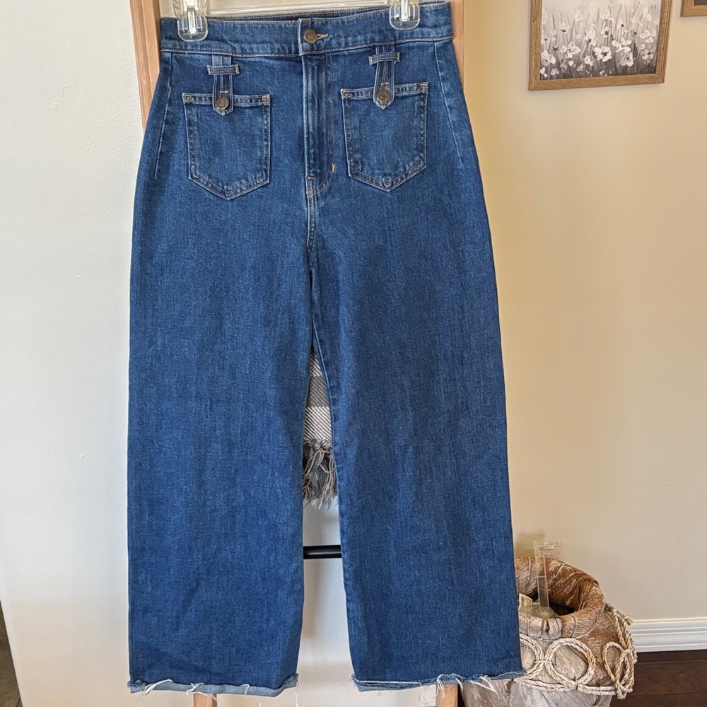 Veronica Beard Grant Wide Leg Extra High Rise Dark Wash